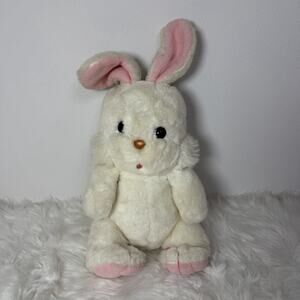 Animal Fair Bunny Rabbit White Pink Ears Feet 14" Easter Plush Stuffed Vintage